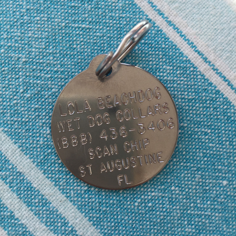 Dog tag ID stainless steel rust proof round tag engraved