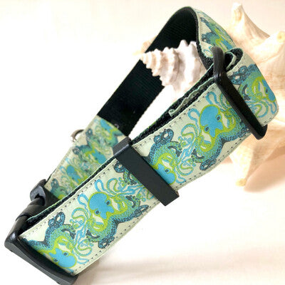 octopus pattern wide large dog collar made for saltwater dogs