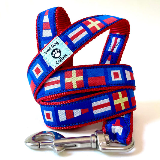 Nautical flags CREW dog leash with stainless rust resistant swivel clip for the boat dog 