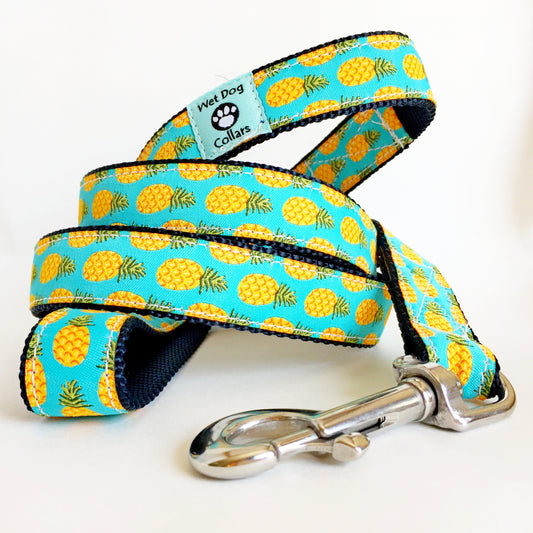 Dog leash with pineapple pattern with rust proof stainless clip made for  saltwater and beach use