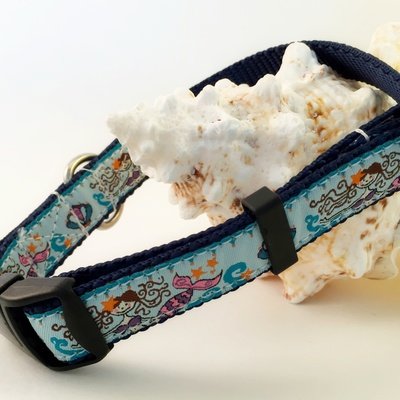 Dog collar with mermaid design for small dogs