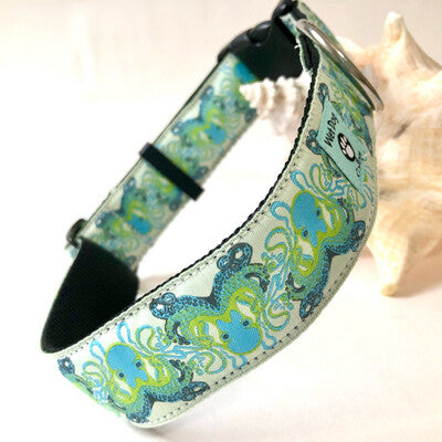 octopus pattern wide large dog collar made for saltwater dogs
