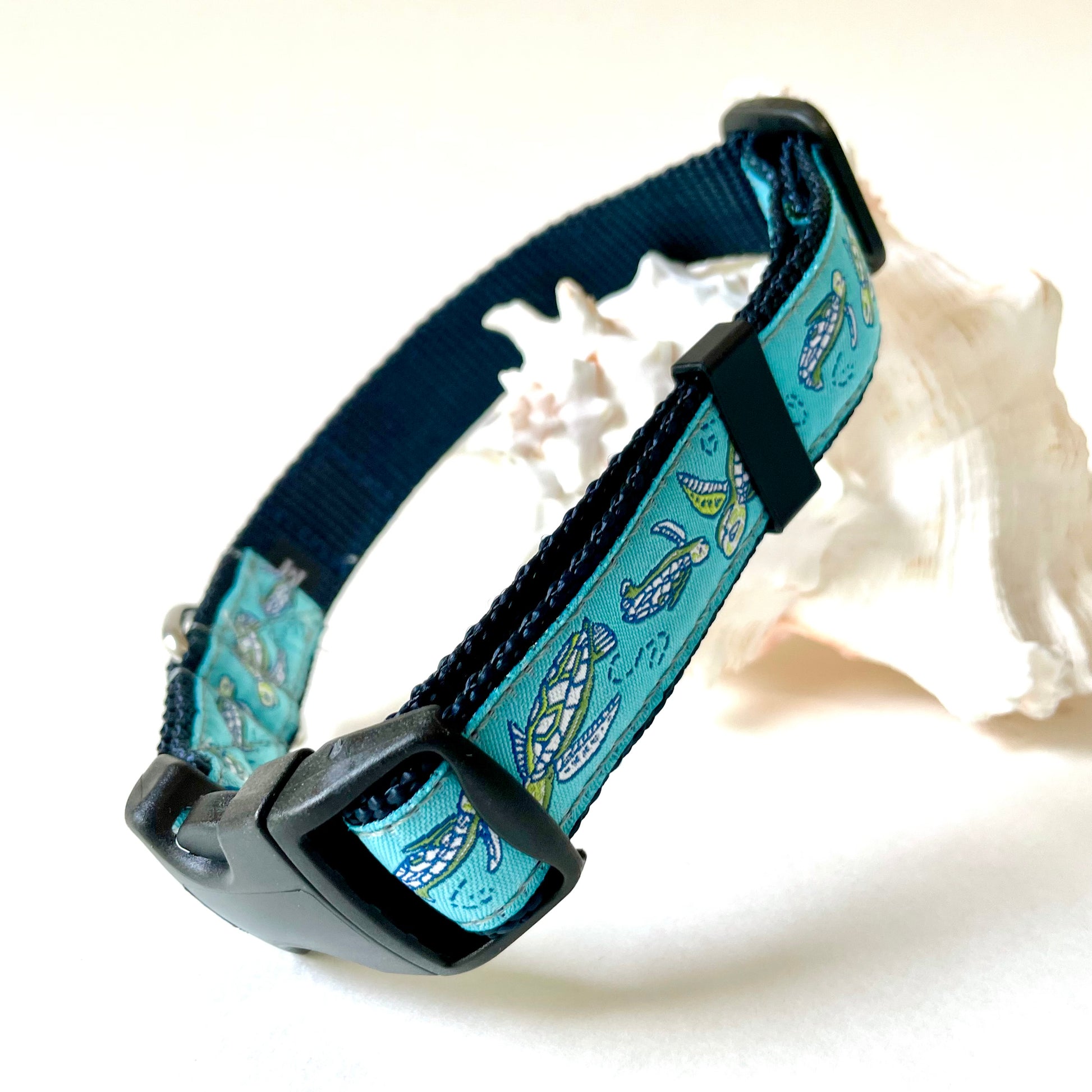 turtles pattern dog collar with saltwater proof D-ring for beach